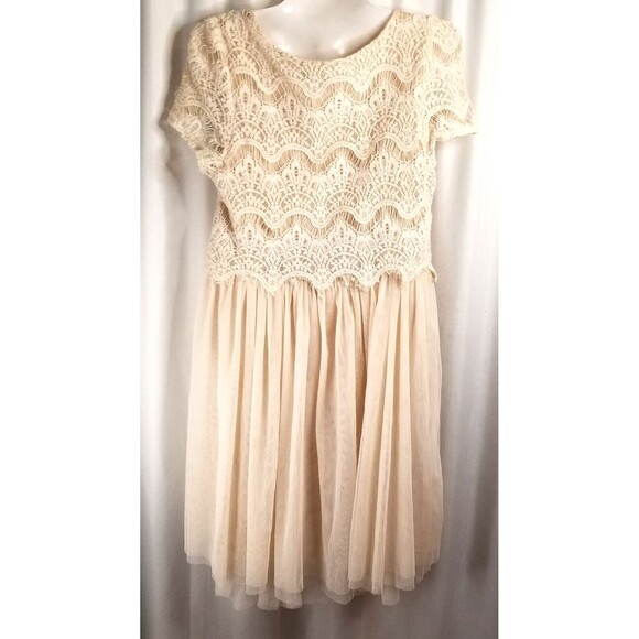 Women's Dress Cottage Core Lace & Chiffon Pleated Party Event Love 21 Medium - Picture 4 of 5